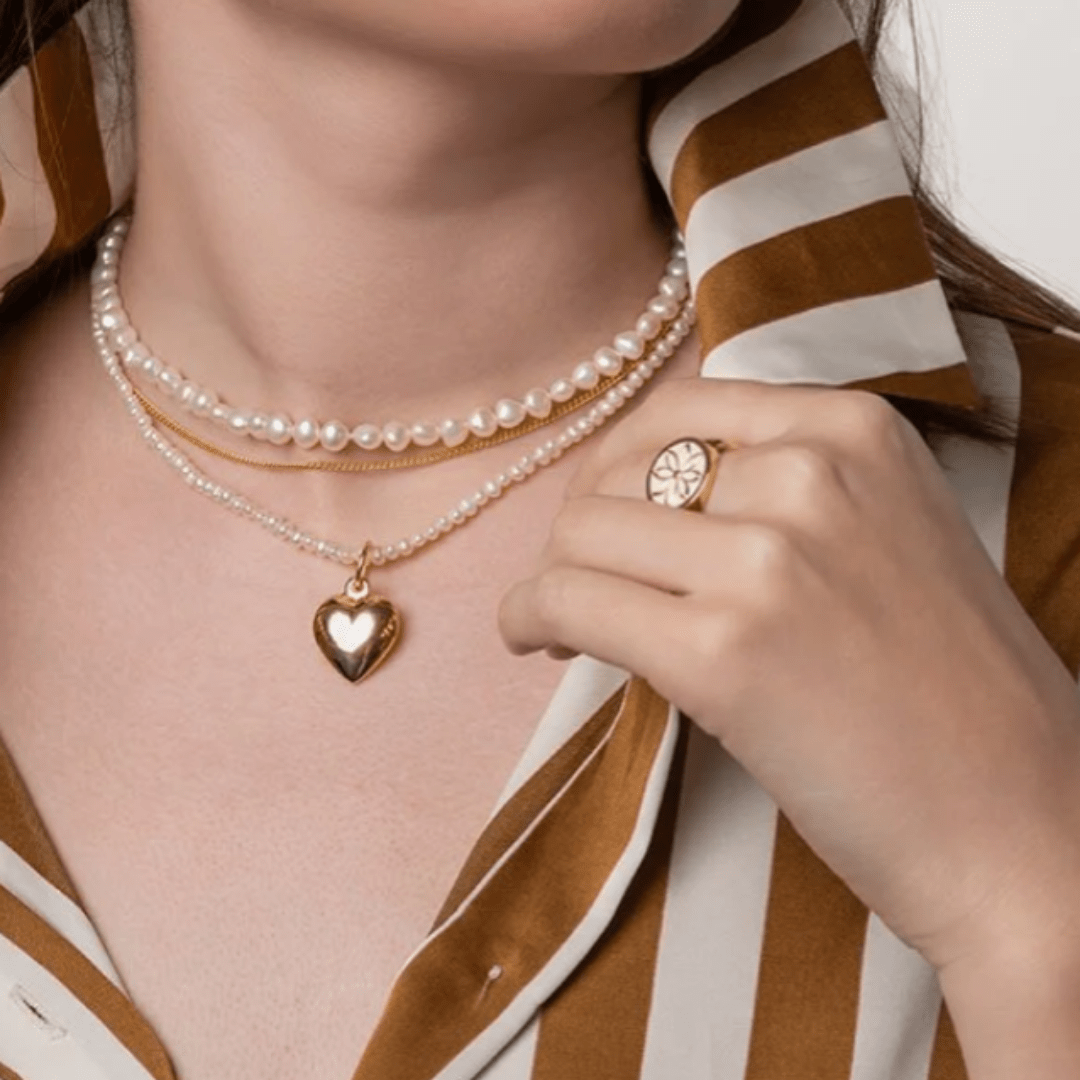 Lola Puffy Heart Pendant - Gold - Lola