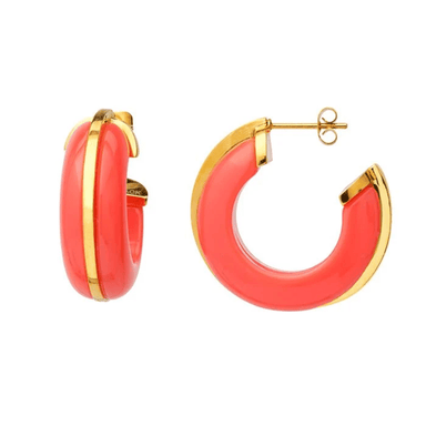 Lucas Jack Resin Stripe Earrings- Coral - Lucas Jack