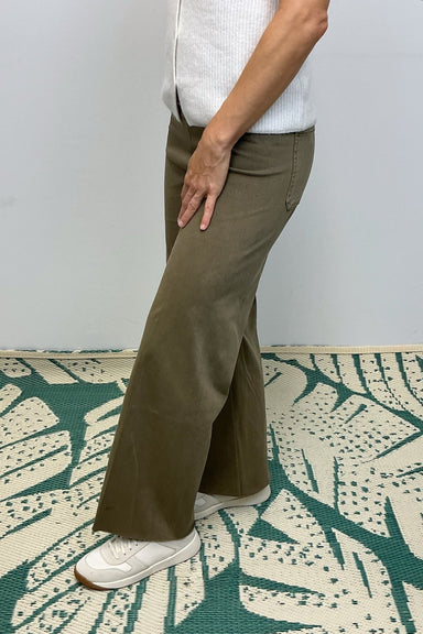 Lysse Erin Hi Waist Wide Leg Denim - Antique Wash Olive - Lysse