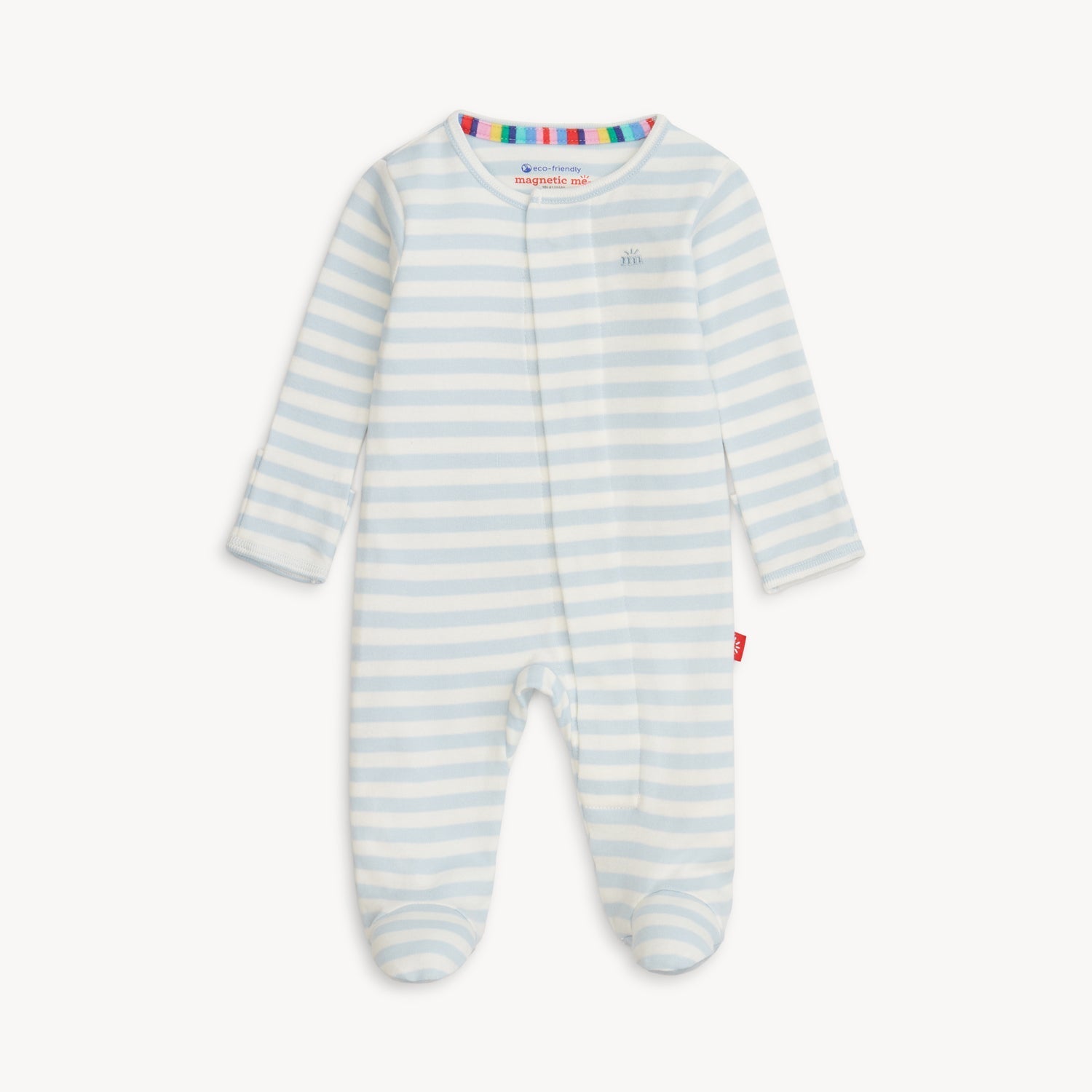 Magnetic Me Organic Cotton Footie Blue Stripe - Magnetic Me