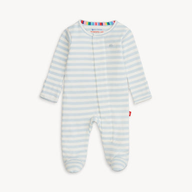 Magnetic Me Organic Cotton Footie Blue Stripe - Magnetic Me