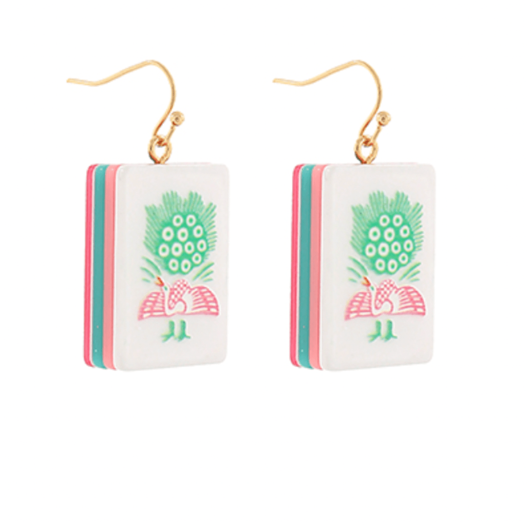 Mahjong Dangle Earrings - Golden Stella