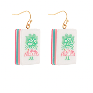 Mahjong Dangle Earrings - Golden Stella