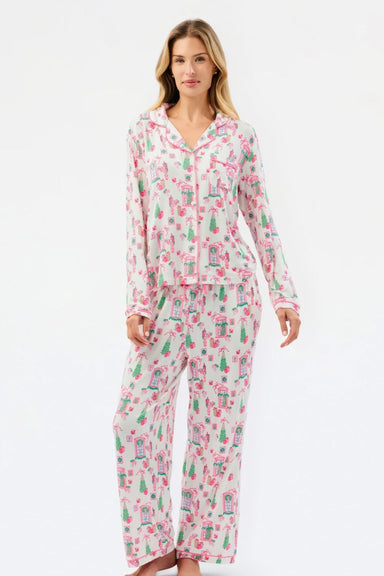 Mary Square Charlotte Long Sleeve & Pant PJ Set In Christmas Cottage - Mary Square