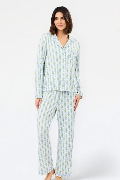 Mary Square Charlotte Long Sleeve & Pant PJ Set In Winter Pines - Mary Square