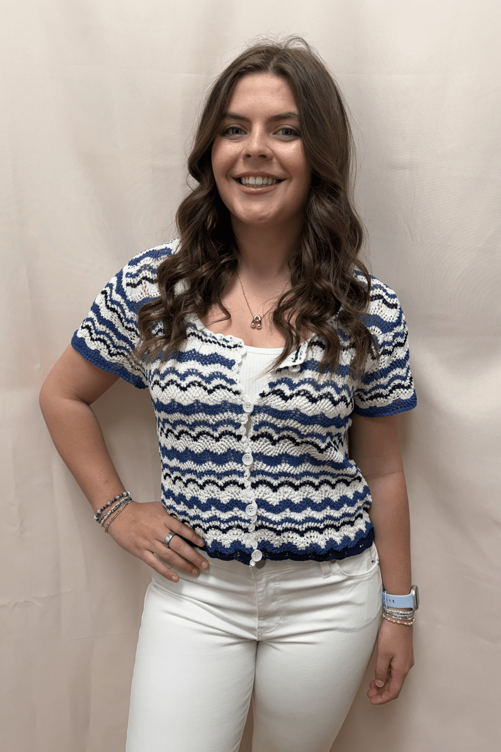 Molly Bracken Blue Striped Cardigan - Molly Bracken