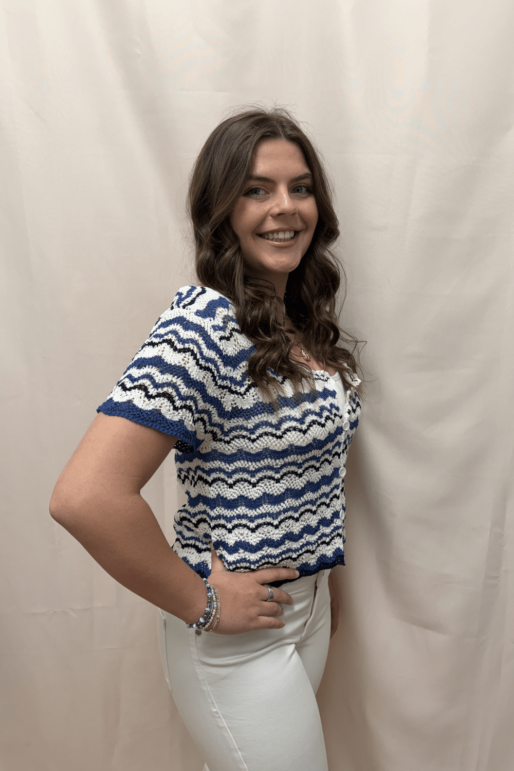 Molly Bracken Blue Striped Cardigan - Molly Bracken