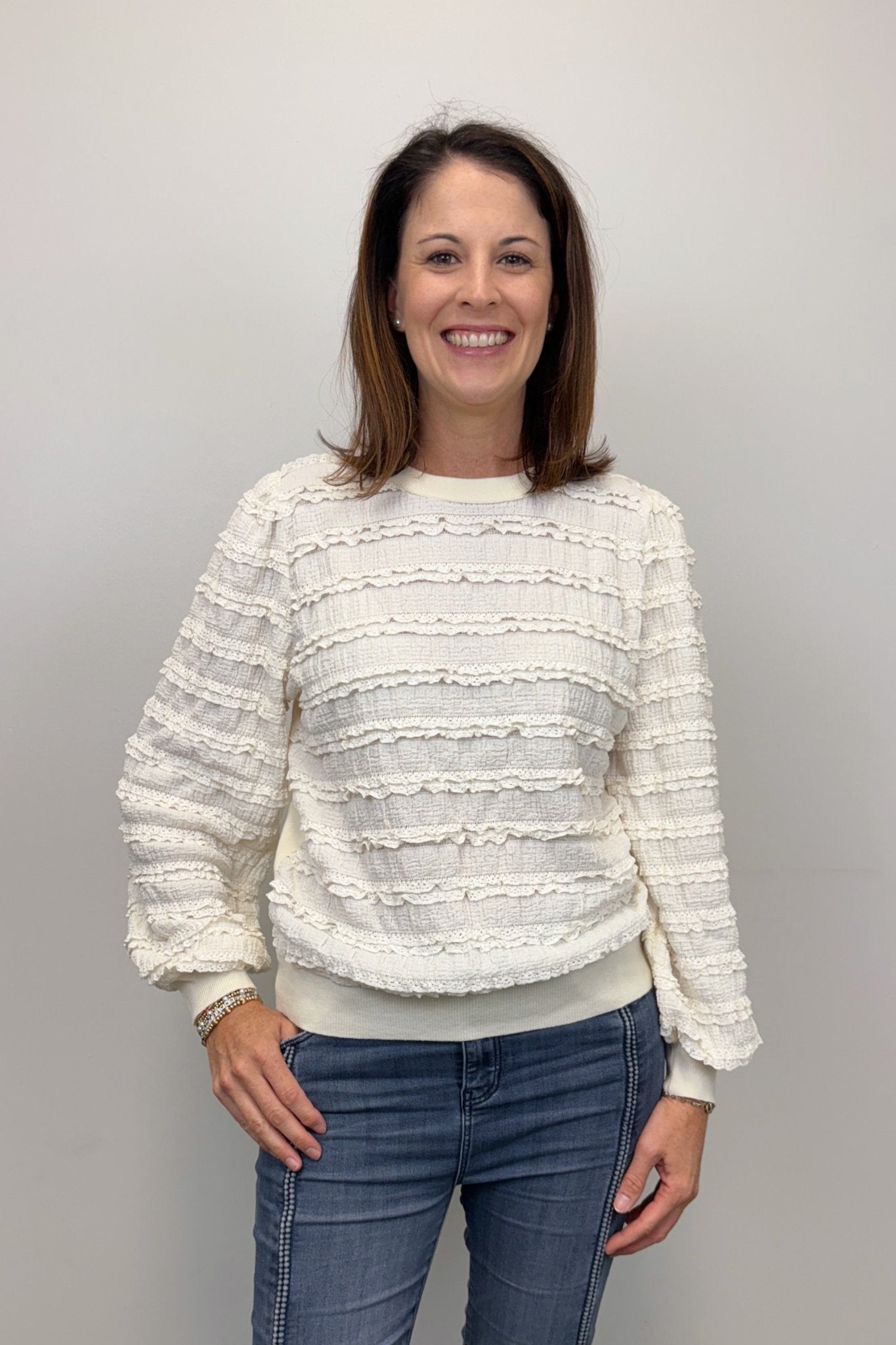 Molly Bracken Solid Knit Sweater - Off White - Molly Bracken