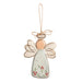 Speckled stoneware angel ornament with holly detail