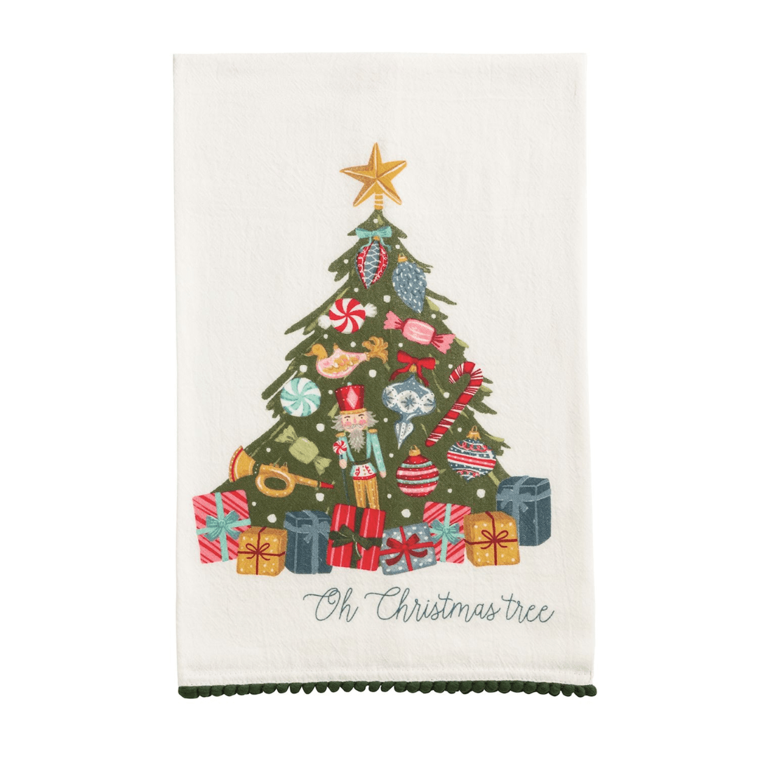 Mud Pie Christmas Pom Trim Towel - Mud Pie