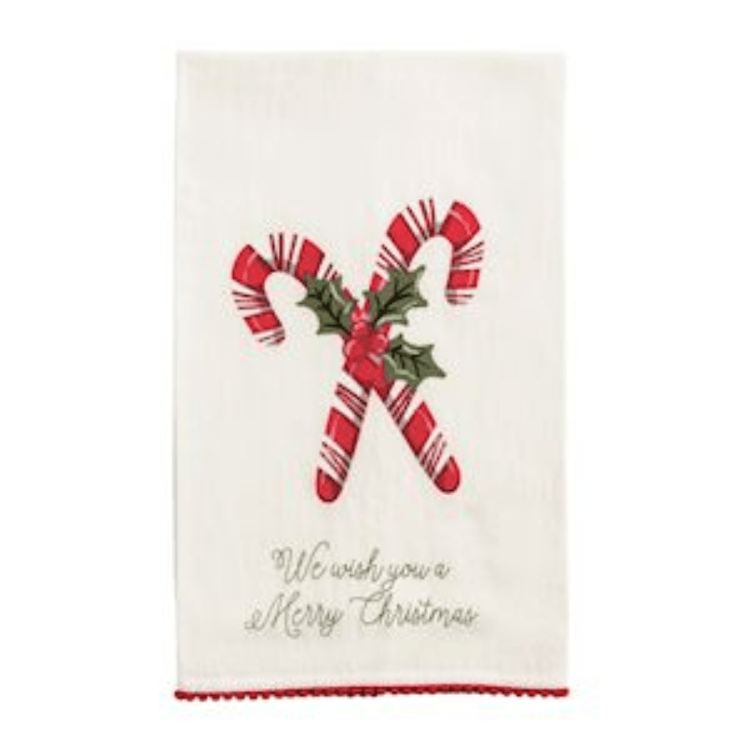 Mud Pie Christmas Pom Trim Towel - Mud Pie