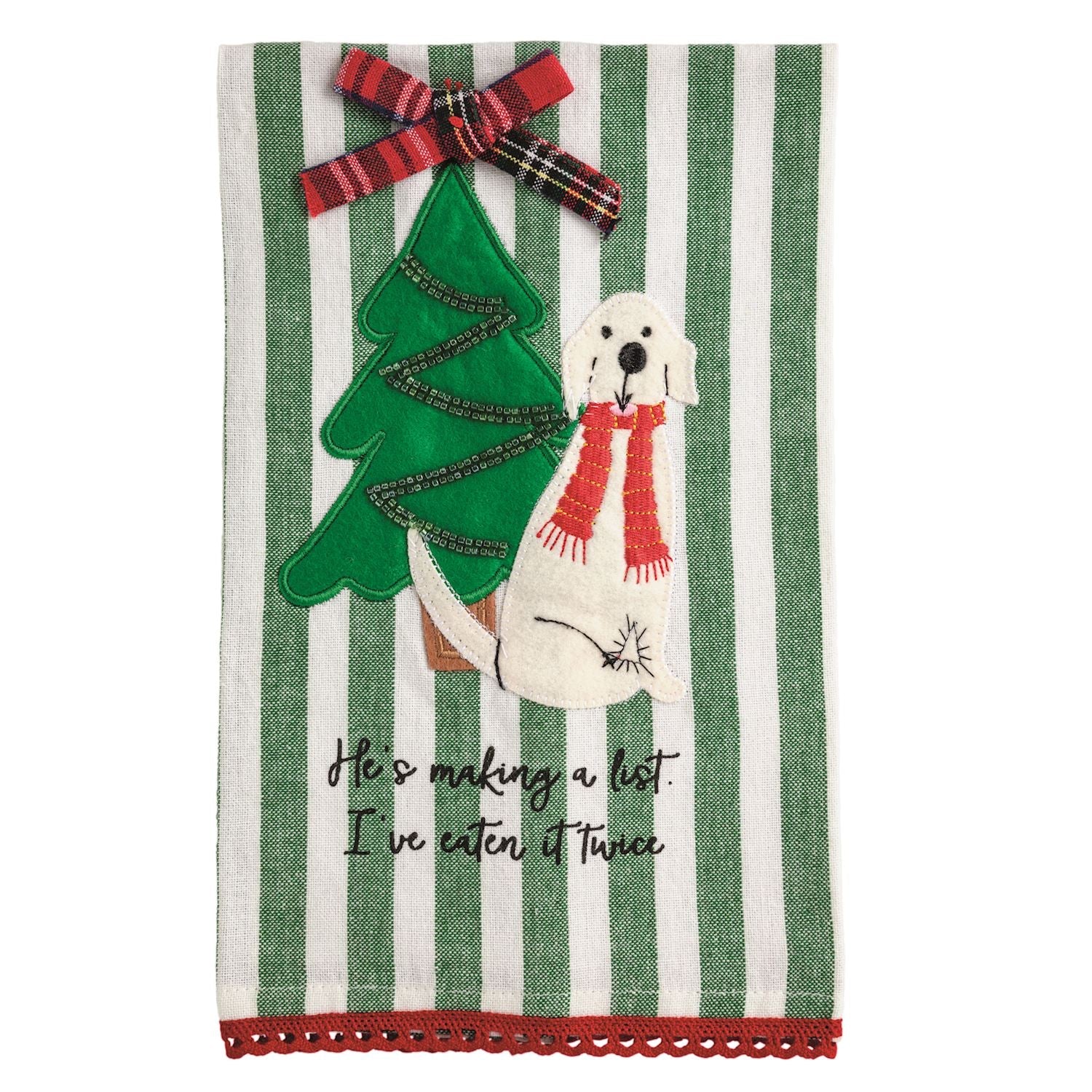 Mud Pie Dog Christmas Applique Towel - Mud Pie