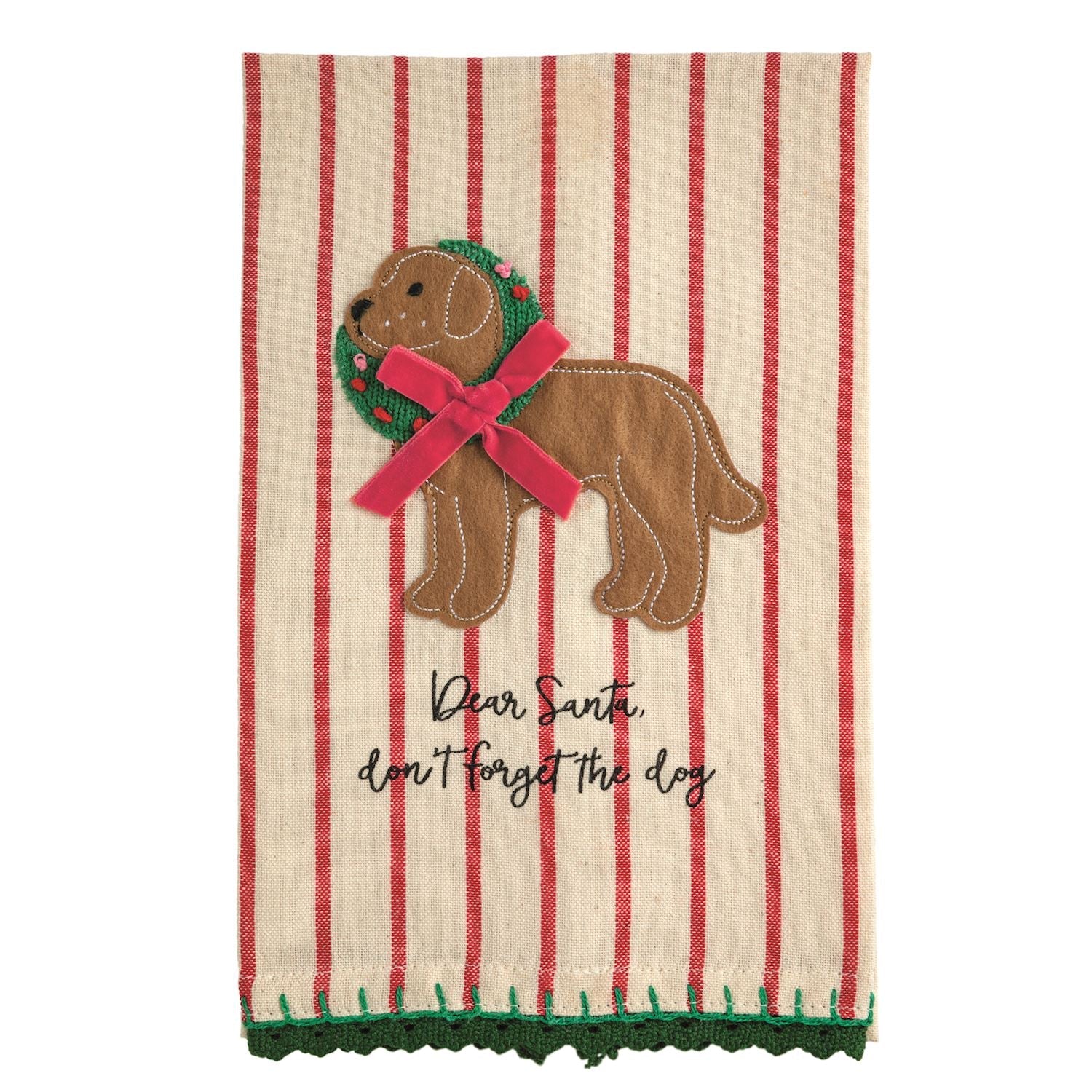 Mud Pie Dog Christmas Applique Towel - Mud Pie