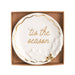 Round white trinket dish with gold holly