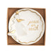 Round white trinket dish with a gold tree