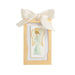 Acrylic ornament with a gold front facing angel and cream bow