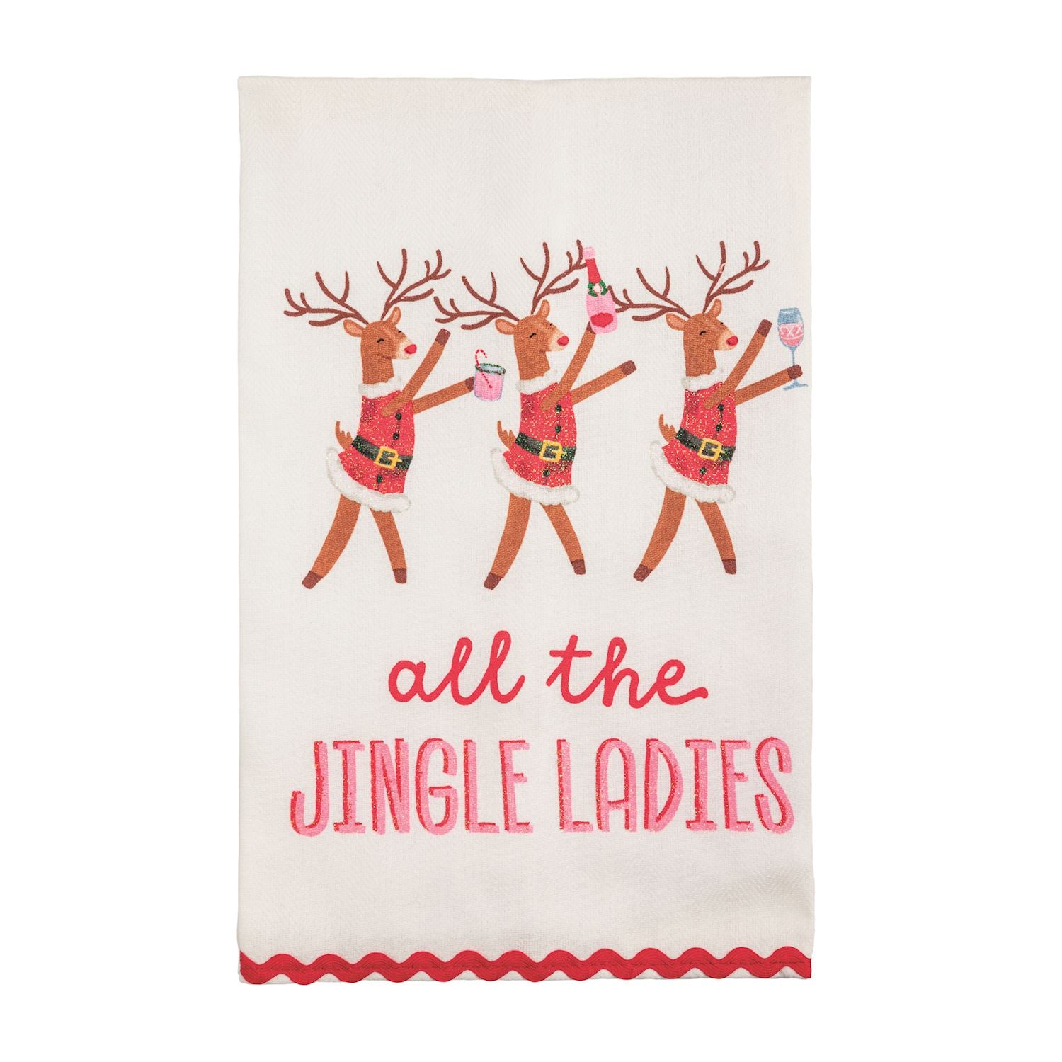 Cotton hand towel with All the Jingle Ladies saying