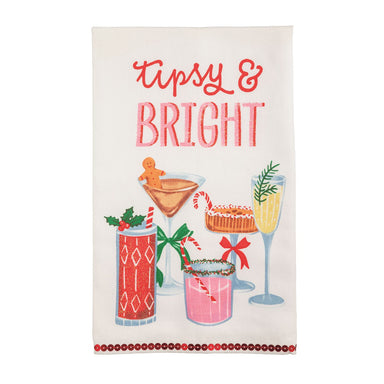 Cotton hand towel with Tipsy and Bright saying