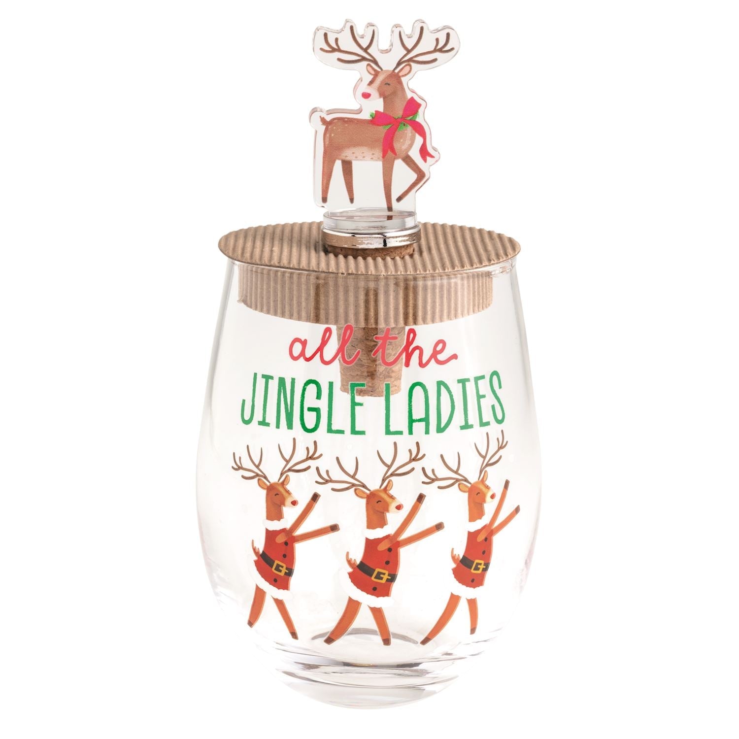 Mud Pie Holiday Wine Glass & Stopper Set - Mud Pie