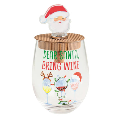 Mud Pie Holiday Wine Glass & Stopper Set - Mud Pie