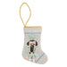 Mini needlepoint stocking with a nutcracker on a blue check background
