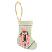 Mini needlepoint stocking with a nutcracker on a green check background
