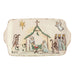 Rectangular stoneware platter with a hand-painted Nativity scene