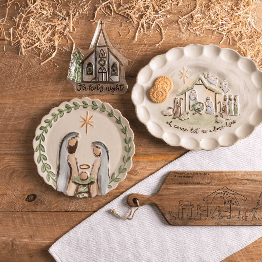 Mud Pie Nativity Round Platter - Mud Pie