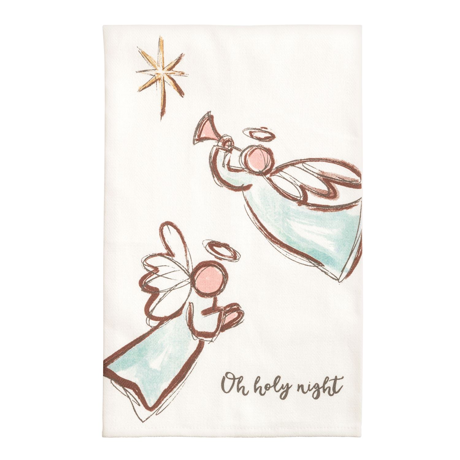 Cotton poplin hand towel with angels design