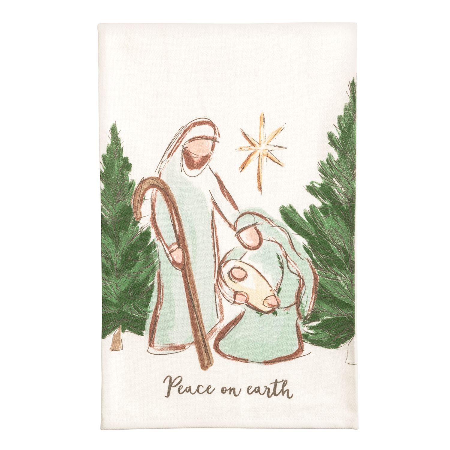 Cotton poplin hand towel with Mary design