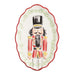 Oval platter with a hand-painted nutcracker and scalloped edge