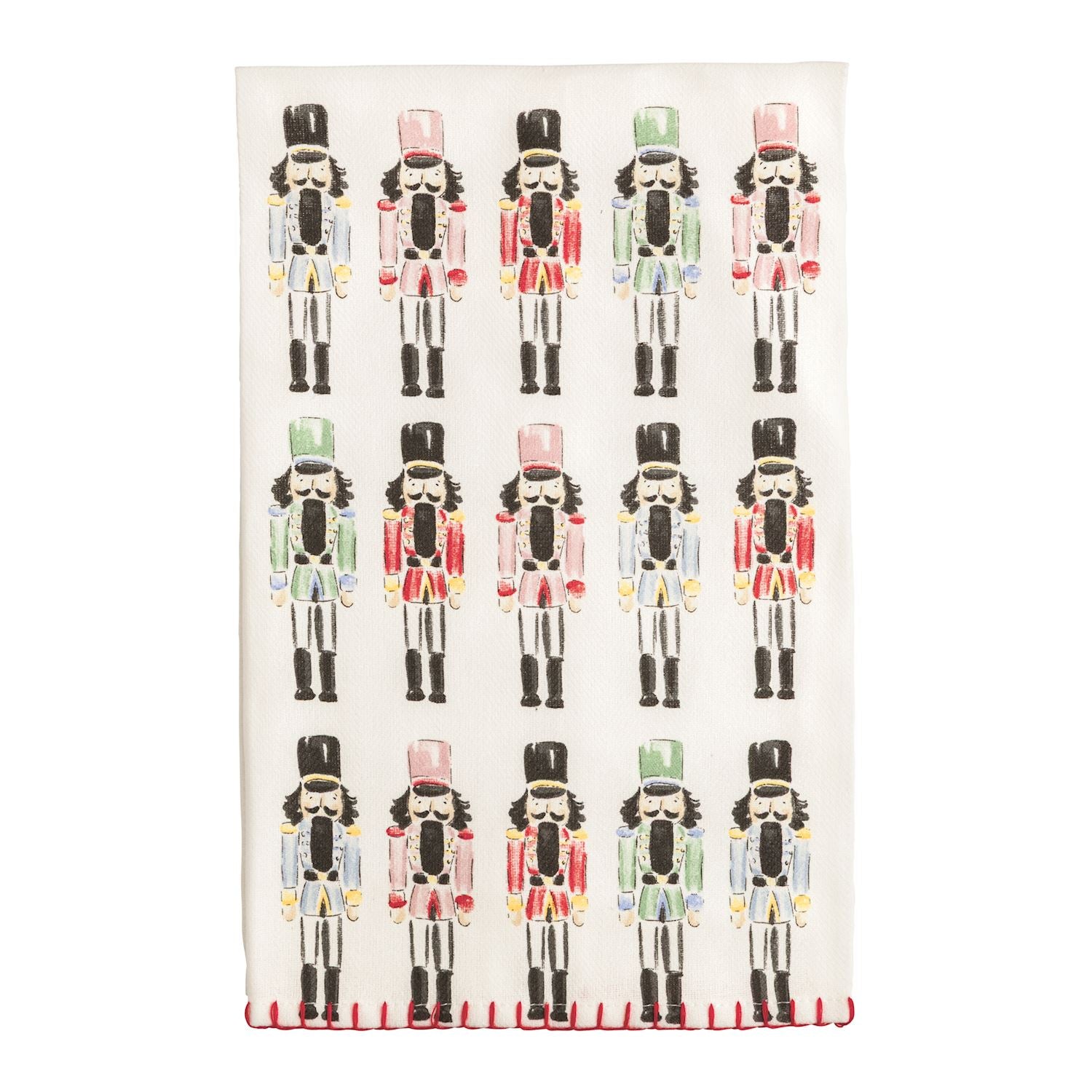 Cotton hand towel with rows of nutcrackers