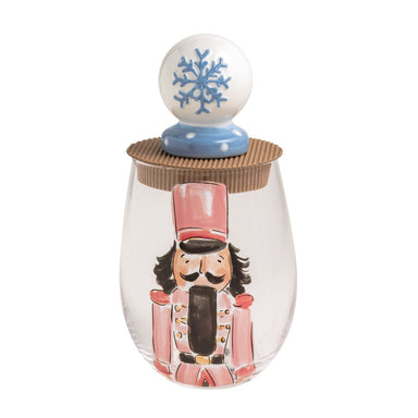 Mud Pie Nutcracker Wine Glass & Stopper Set - Mud Pie