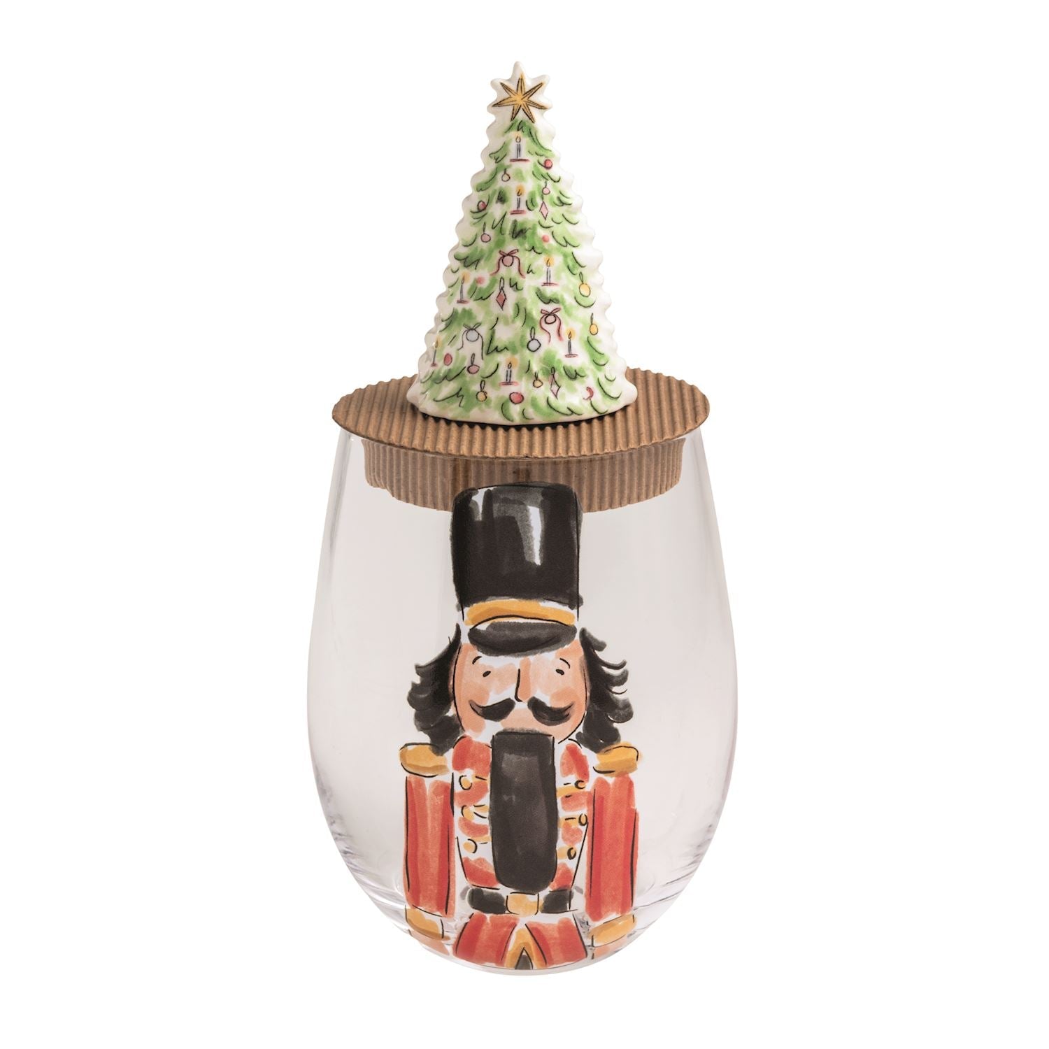 Mud Pie Nutcracker Wine Glass & Stopper Set - Mud Pie