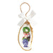 Oyster shell ornament painted with a wreath topiary