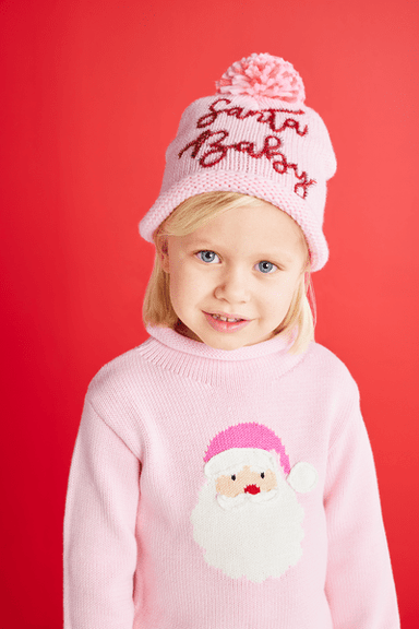 Mud Pie Pink Santa Rollneck Sweater - Mud Pie