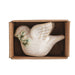White ceramic turtledove in a small kraft gift box