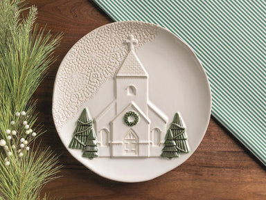 Mud Pie Pressed Lace Christmas Church Platter - Mud Pie