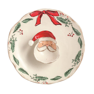 Round chip server with a Santa face dip cup in the center
