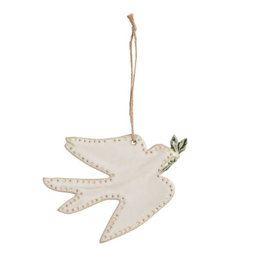 White ceramic turtle dove ornament