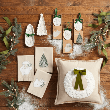 Mud Pie White Christmas Painted Towels - Mud Pie