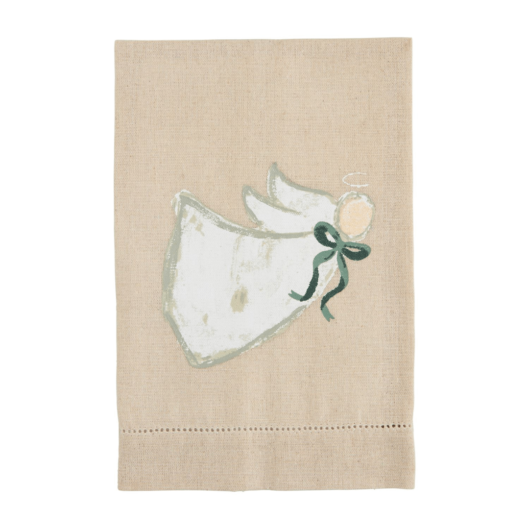 Mud Pie White Christmas Painted Towels - Mud Pie