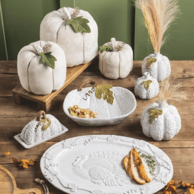 Mud Pie White Pumpkin Butter Dish - Mud Pie