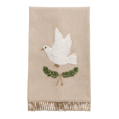 Mud Pie White Xmas Embroidered Towel - Mud Pie