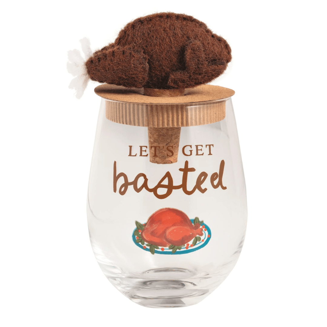 Mud Pie Wine Glass & Stopper Set - Mud Pie
