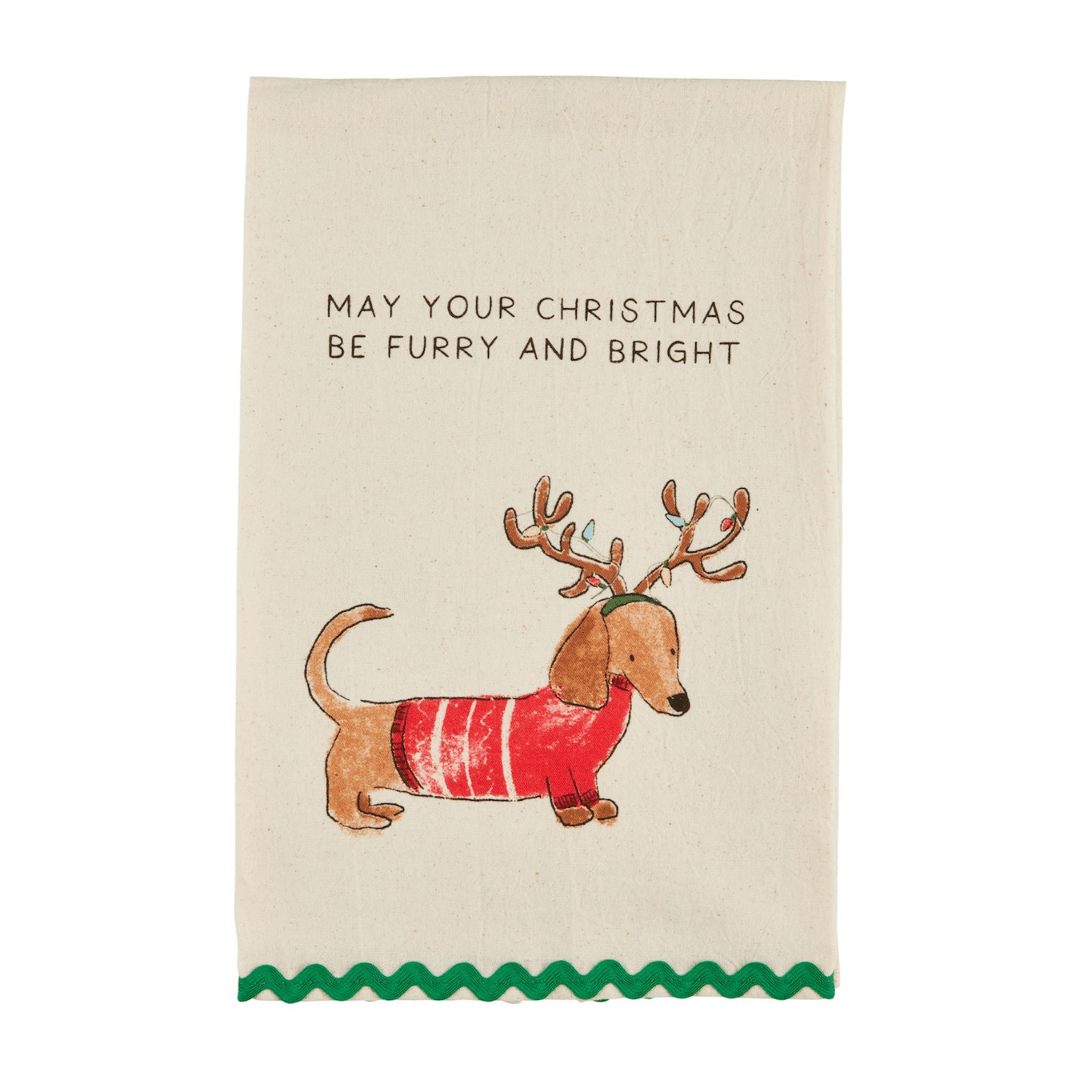 Mud Pie Xmas Dog Ric - Rac Towel - Mud Pie