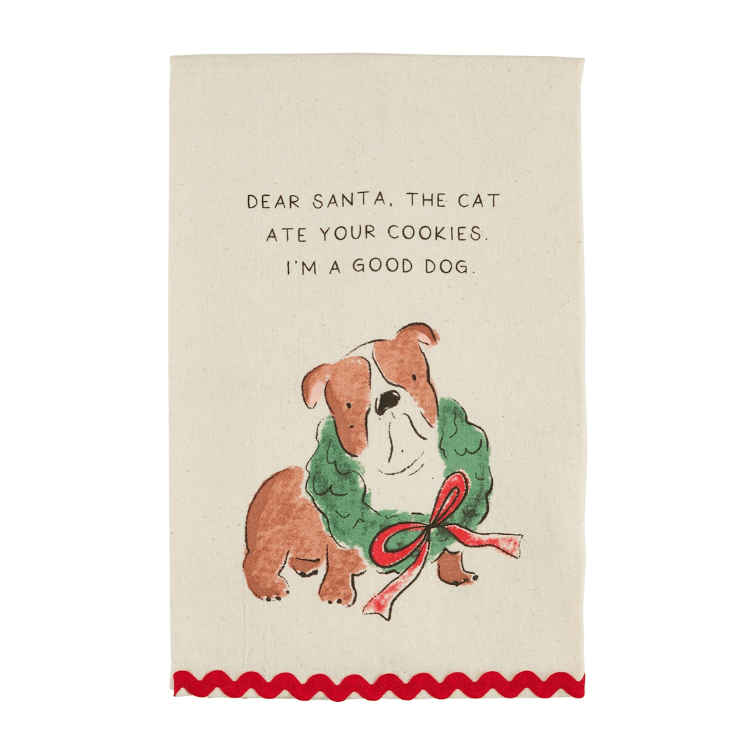 Mud Pie Xmas Dog Ric - Rac Towel - Mud Pie
