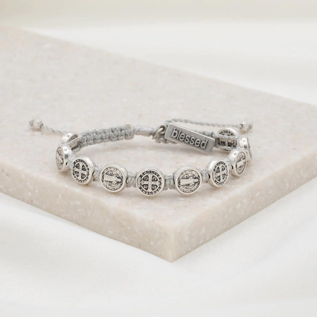 My Saint My Hero Benedictine Blessing Bracelet - Silver