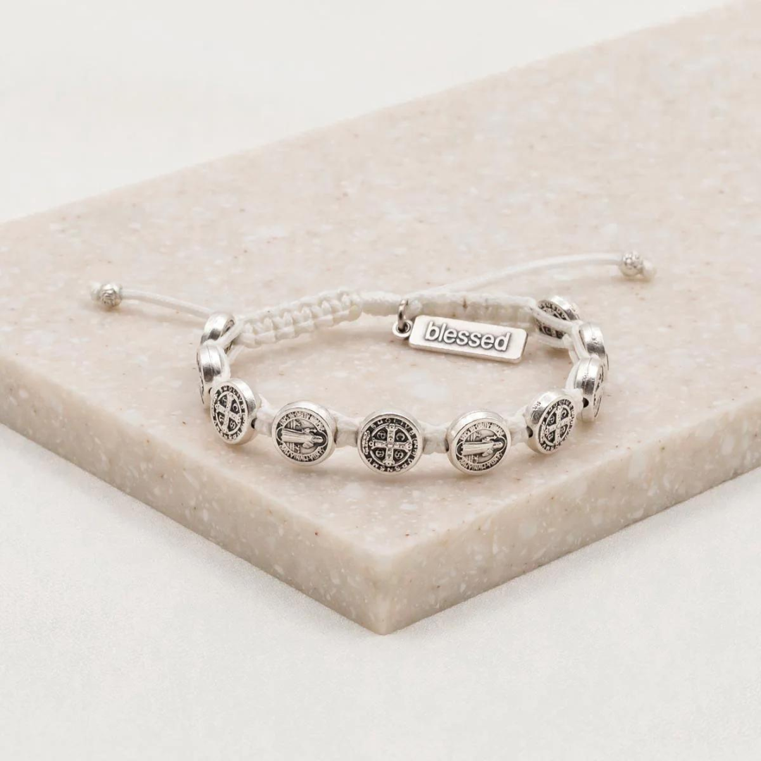 My Saint My Hero Benedictine Blessing Bracelet - Silver