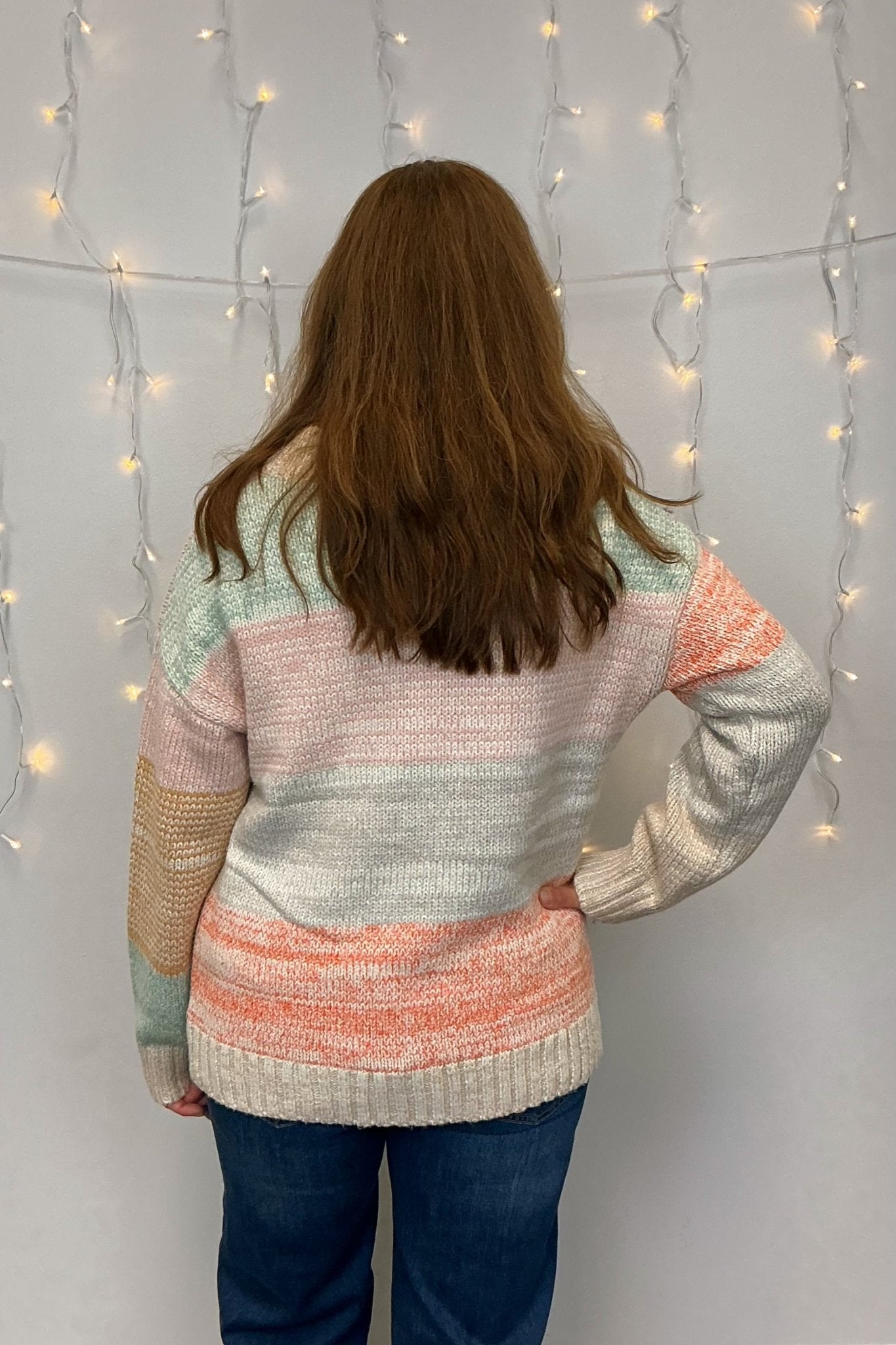 Mystree Color Blocked Sweater Cardigan - Mystree